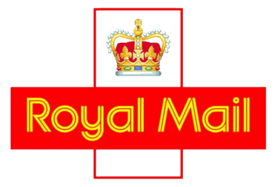The Royal Mail logo features a crown above the words